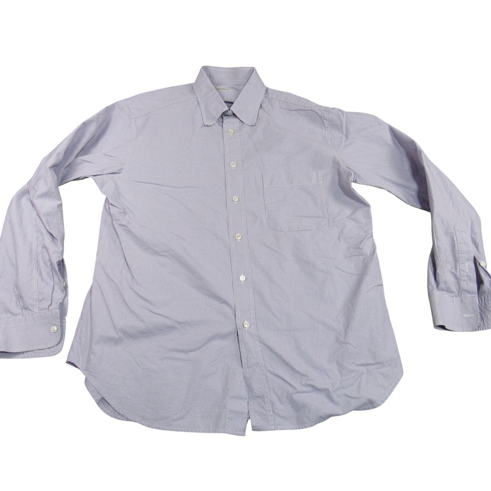 Brioni Mens XL Purple Micro Houndstooth Cotton Button Down Shirt‎ Made in Italy